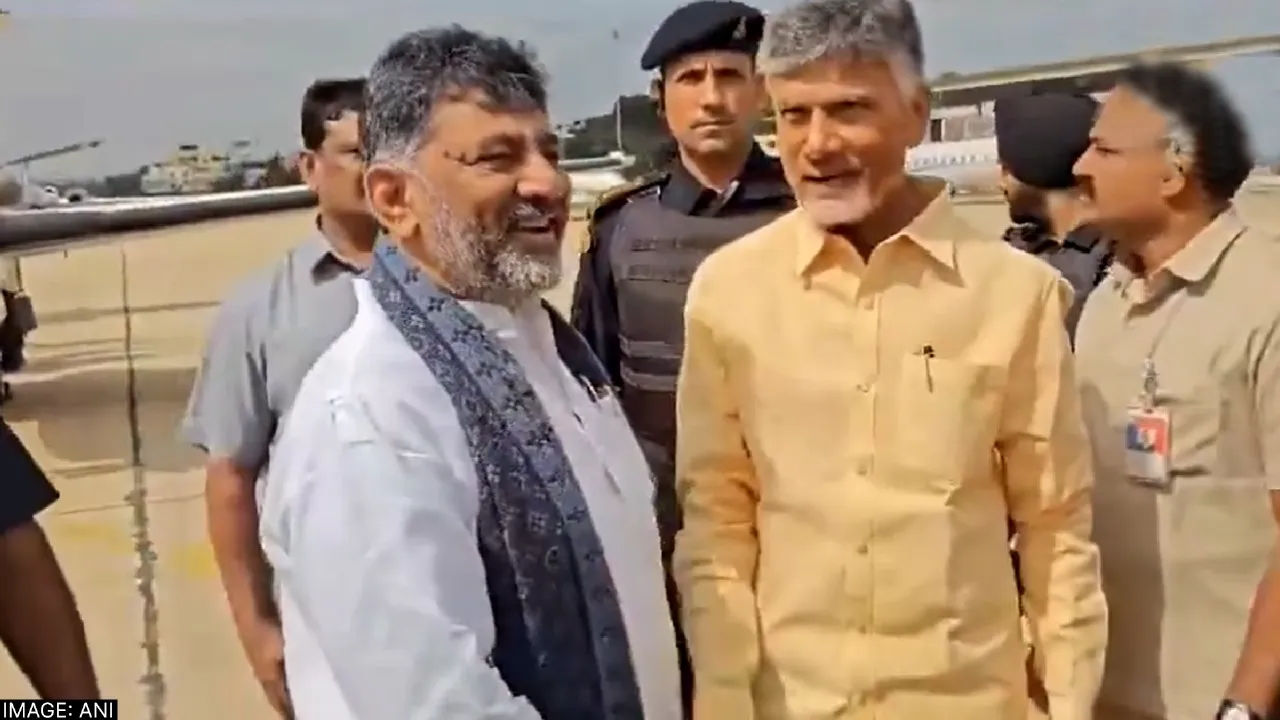 Naidu's impromptu airport meet with CM DK Shivakumar triggers instant political rumours