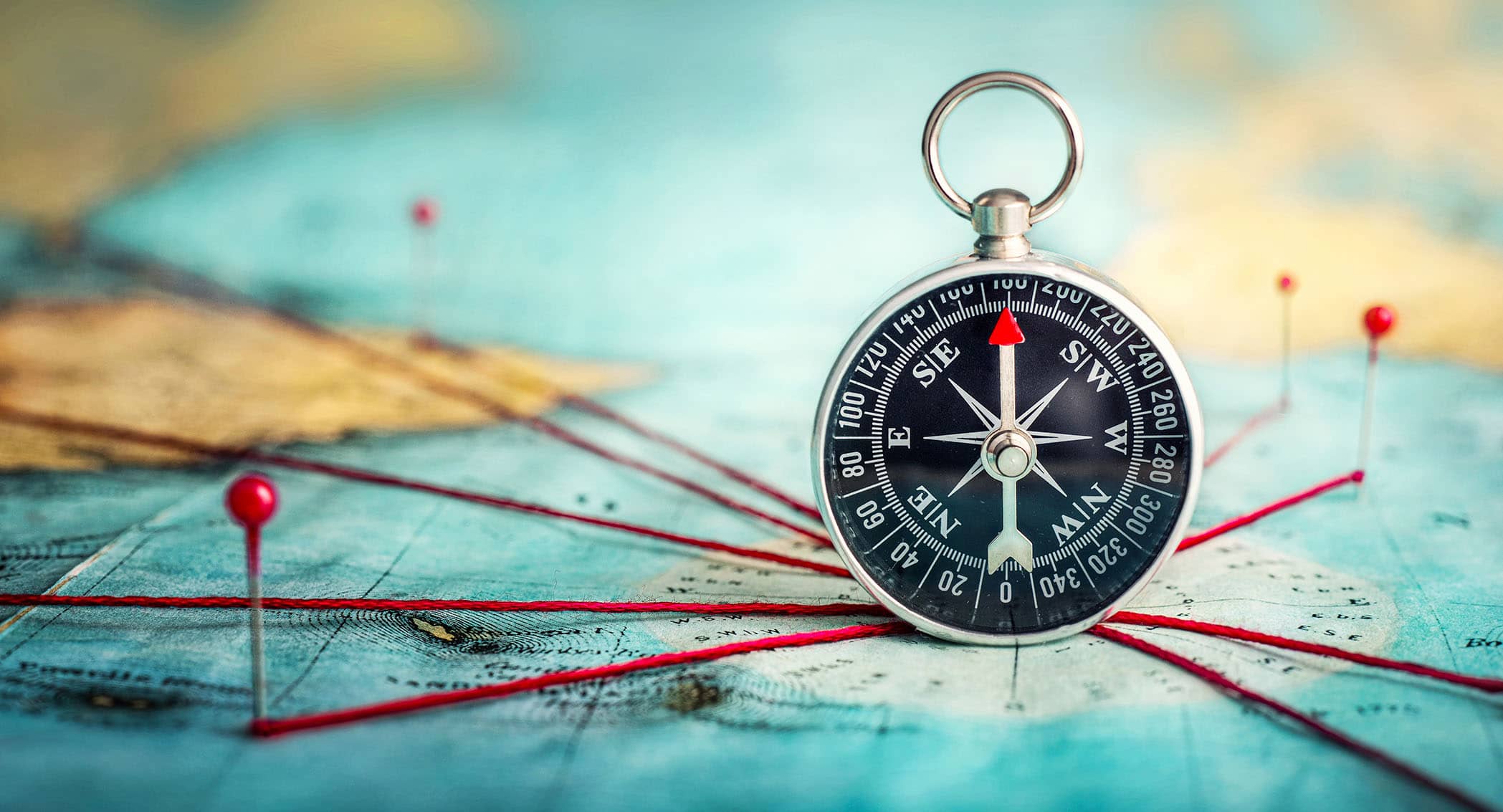 Compass motif representing direction in equity research and strategy